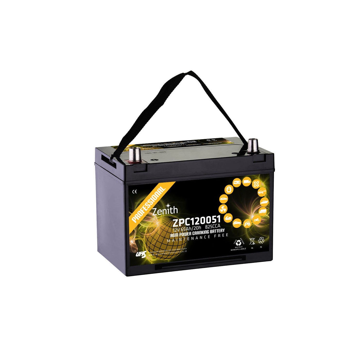 Batteria Zenith Agm Alto Spunto ZPC120051 12V 65AH 825A (CCA)