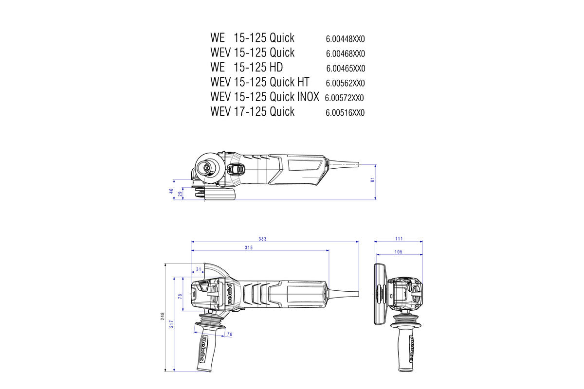 Smerigliatrice Angolare a Cavo WEV 15-125 QUICK