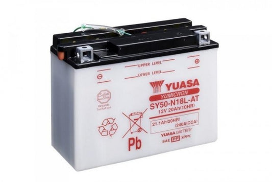 Batteria auto YUASA Moto SY50 N18L AT 21. CCA PIOMBO 12V 21.1Ah 240A