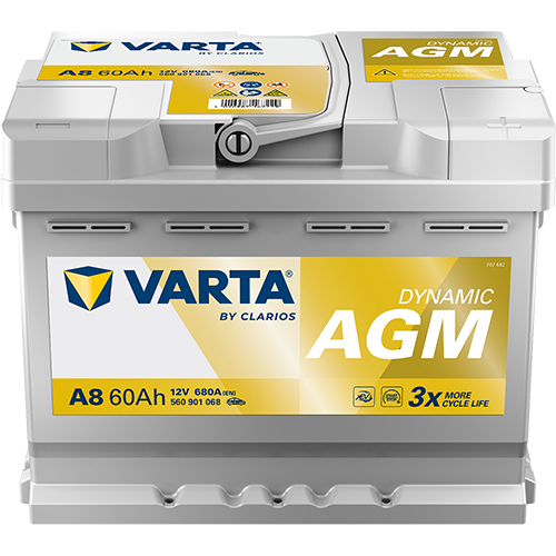Batteria Auto Varta Silver Dinamic A8 AGM 12V 60AH 680A (EN)