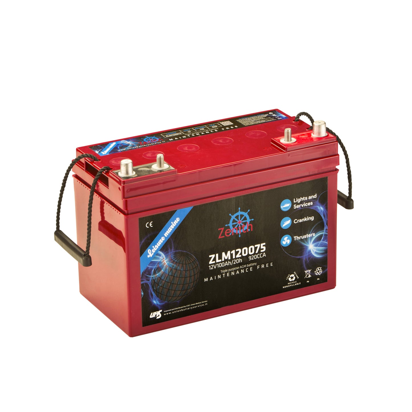 Batteria Zenith al piombo sigillate AGM triplepurpose ZLM120075 12V 100AH/20H