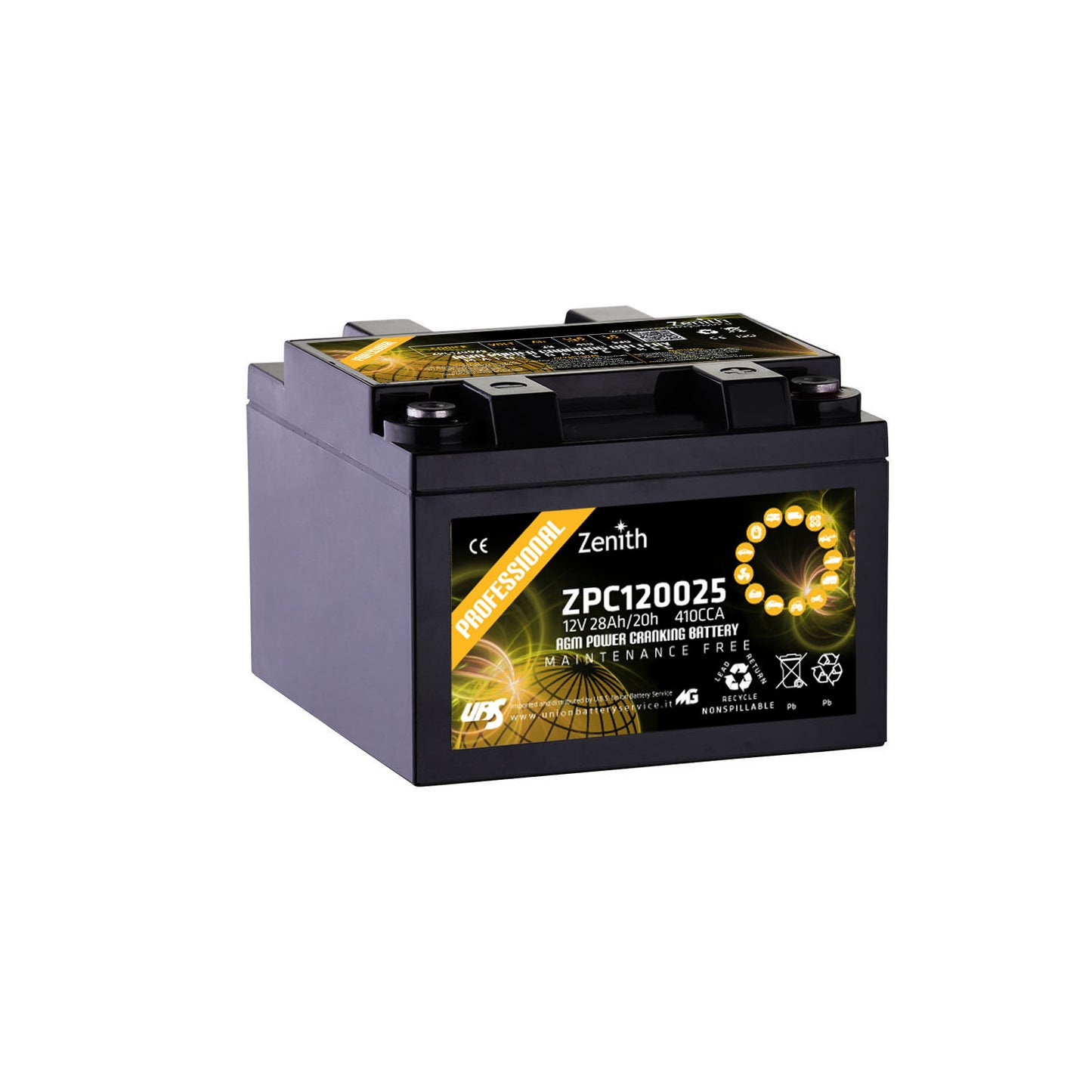 Batteria Zenith Agm Alto Spunto ZPC120025 12V 28AH 410A (CCA)