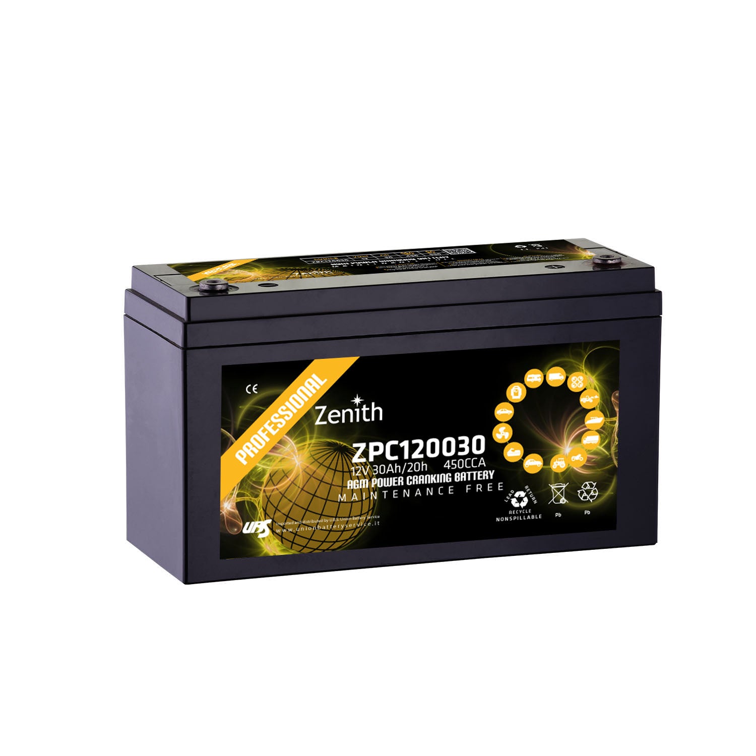 Batteria Zenith Agm Alto Spunto ZPC120030 12V 30AH 450A (CCA)